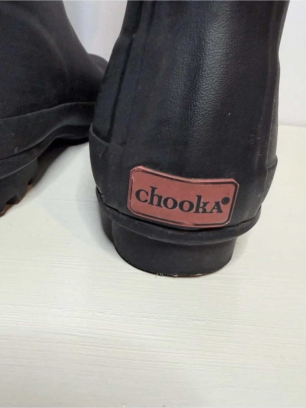Chooka Waterproof Herringbone Rain Boots Black Buckle Size 6